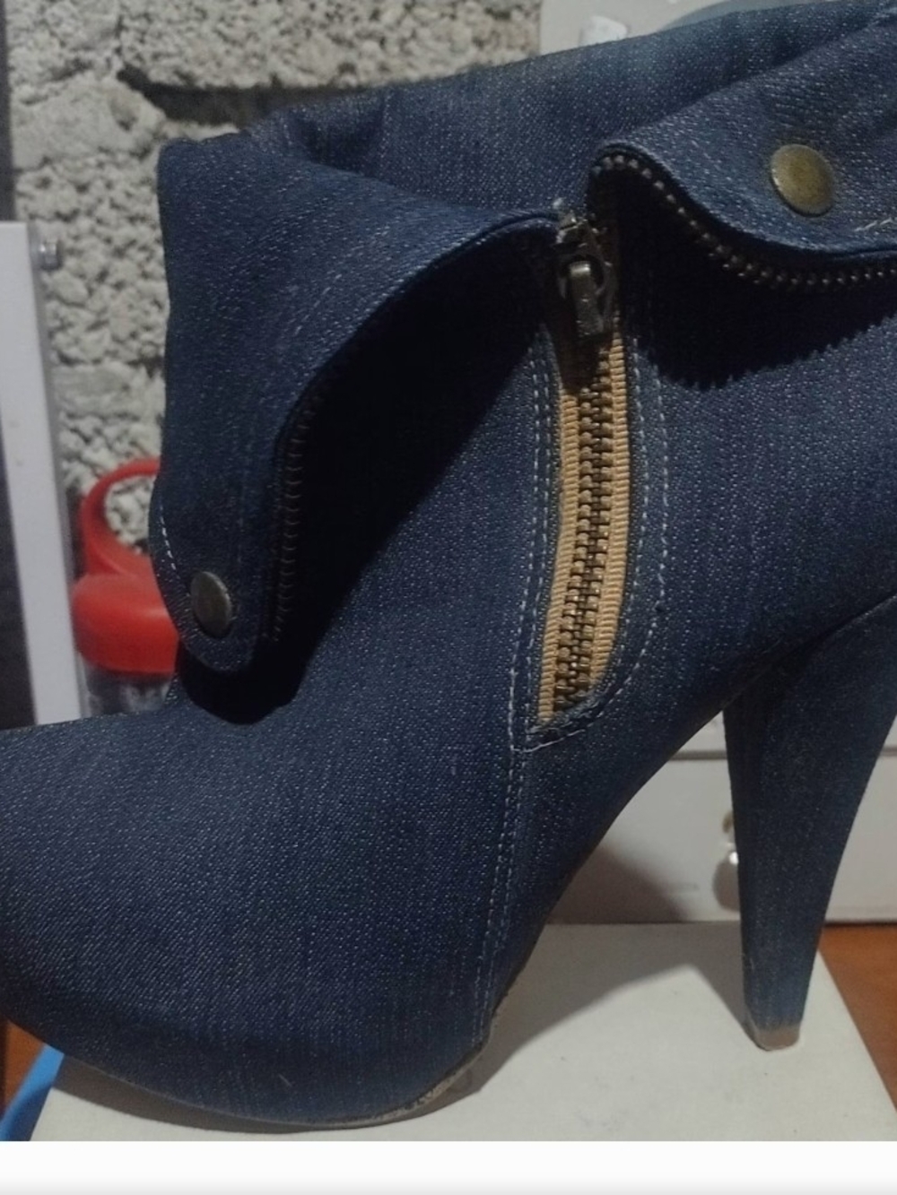 Andrea Denim High-Heel Ankle Bootie Size 6